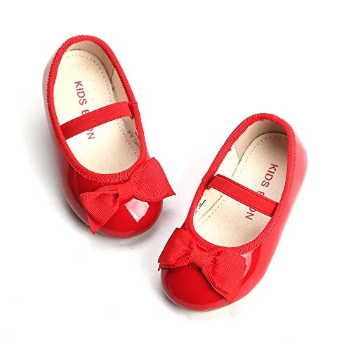 THEE BRON Toddler/Little Girl Mary Jane Flats Princess Dress Shoes(G02 Toddler,Red/5M) - Image 1