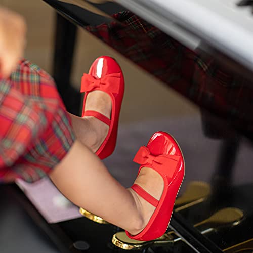 THEE BRON Toddler/Little Girl Mary Jane Flats Princess Dress Shoes(G02 Toddler,Red/5M) - Image 3