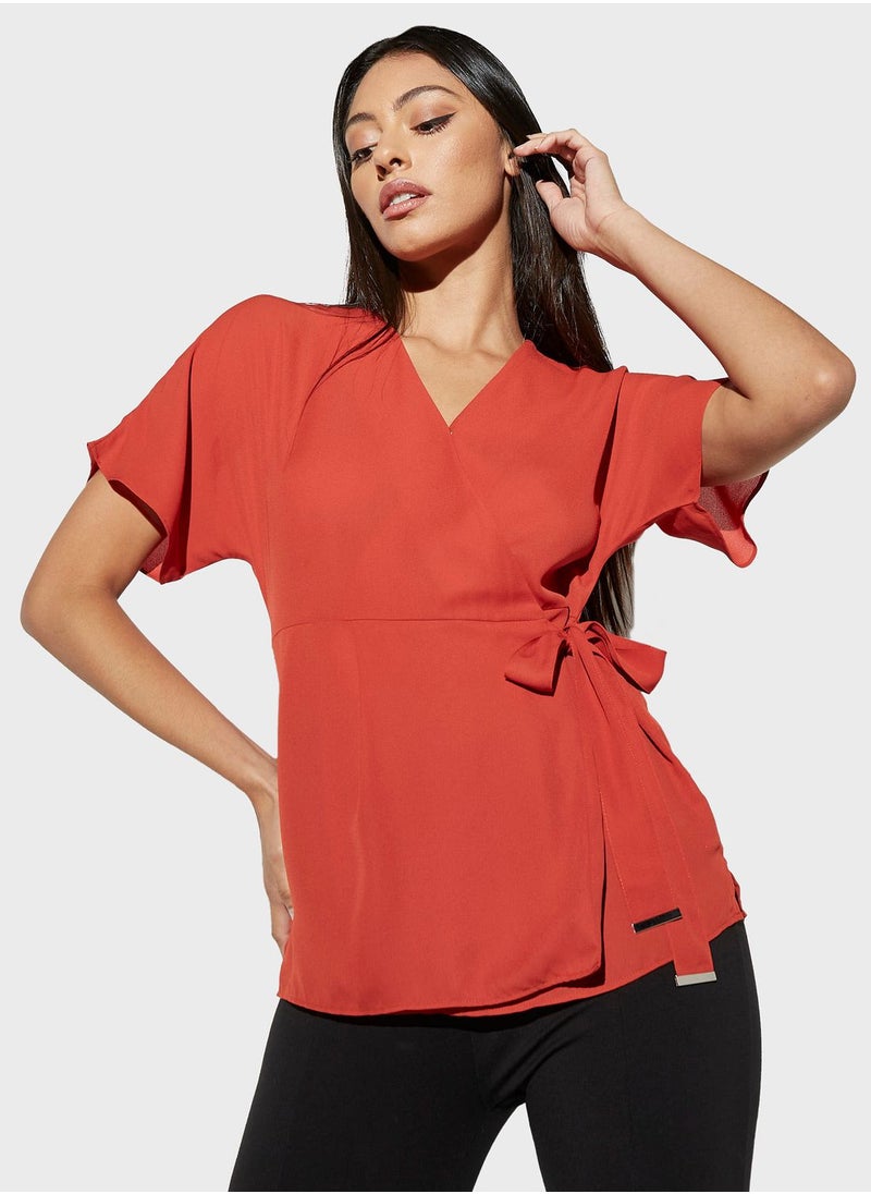 Iconic - Surplice Neck Wrap Top - Image 1