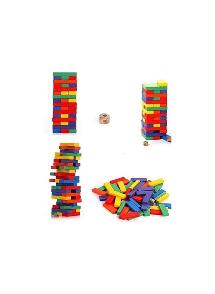 لعبة أحجية برج التحدي الخشبية الملونة، 54 قطعة - Image 1