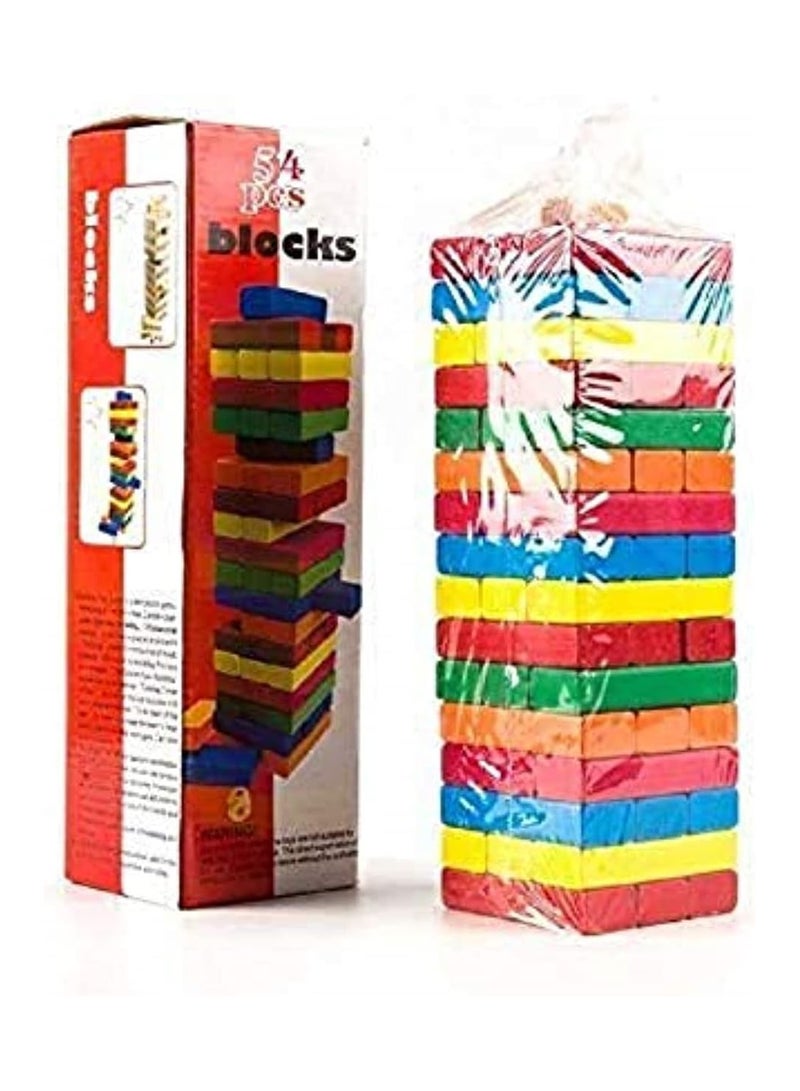 لعبة أحجية برج التحدي الخشبية الملونة، 54 قطعة - Image 4