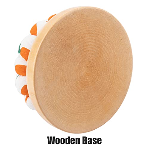 Rolybag Pin Cushion, Wooden Base Needle Pincushions Carrot Pattern Style Round Pin Cushion for Sewing Needle Holders or DIY Crafts - Image 5