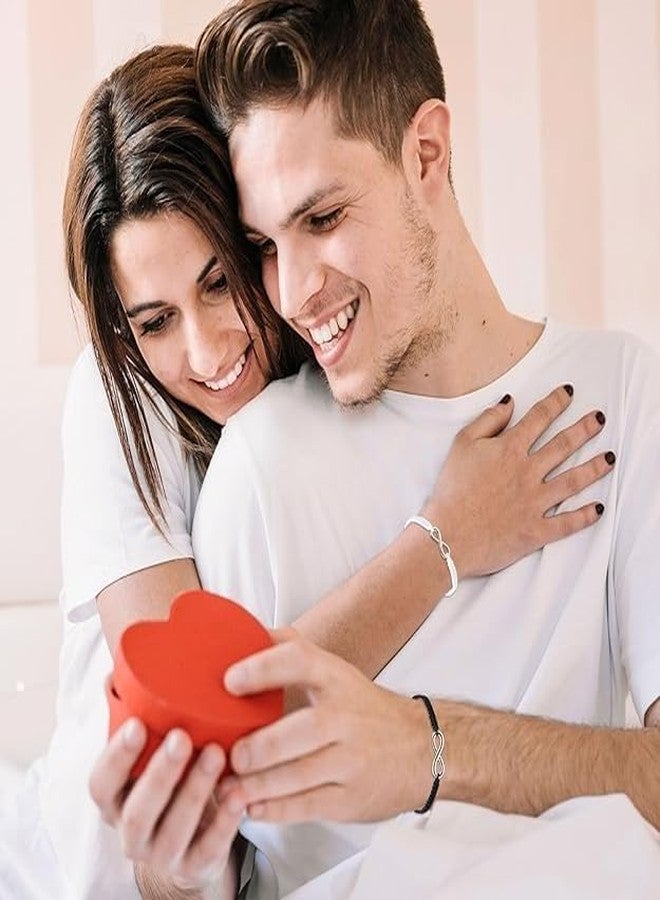 RCW أساور أنيقة بتصميم إنفينيتي للأزواج من RCW، باللونين الأسود والأبيض، سوار متطابق للأزواج، هدية مثالية للأحباب والعائلة والأخوات، أساور صداقة مصنوعة يدويًا من الحبال المضفرة، قابلة للتعديل، هدايا حب أبدي للنساء والرجال - Image 3