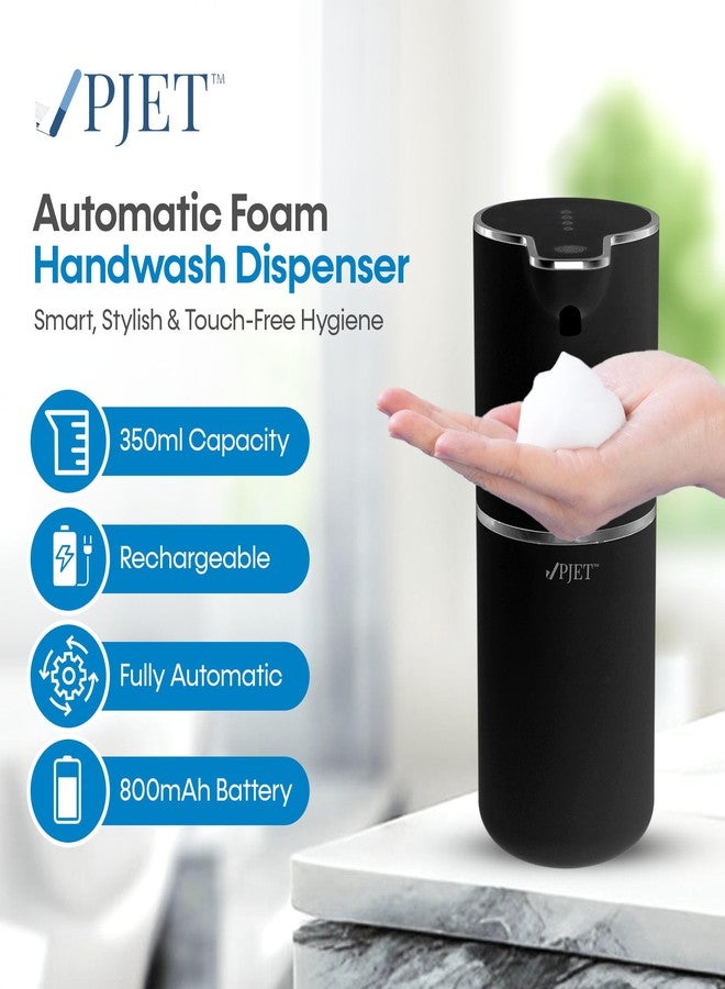 PJET Automatic Hand Wash Dispensers | 350ml Plastic Sensor White Automatic Soap Dispenser for Wash Basin | USB Rechargeable Automatic Hand Wash Dispensers for Bathroom, Kitchen & Office (Black) - Image 2