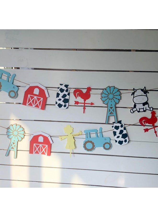 Pinfliers Pinfliers Animal Theme Birthday Party Decorations|Farm Theme Birthday Decoration|2nd,1st Birthday Decoration|Paper Bunting,Birthday Banner|Birthday Backdrop for Boys,Girls|14 Pcs| 62 inch| Multicolor  - Image 1
