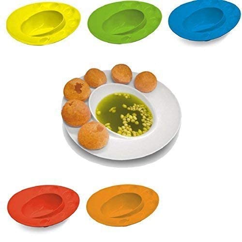 TWOK Pani Puri GOL Gappa PlateBhel PlateChat PlateAppetizer Plate Made of FoodGrade Melamine for Special Snacks Serving 6 - Image 1