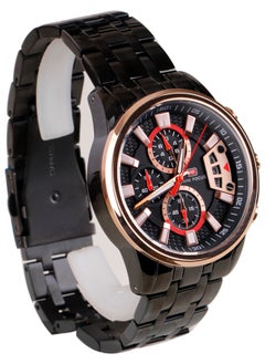 MINI FOCUS Casual Watch for Men, Chronograph, Water Resistant, Calendar, Quartz, Men's Stainless Steel Band, Black and gold