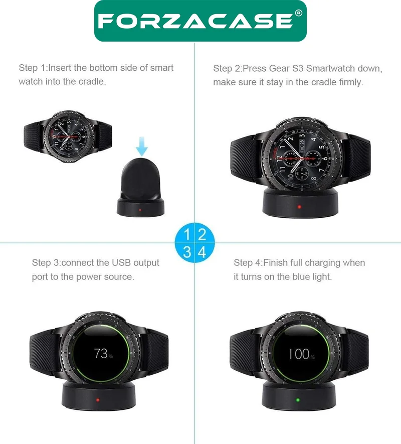 Forzacase USB Magnetic Charging Cable Compatible with Samsung Gear S2/ S3/ S4 1 Meter - FC017
