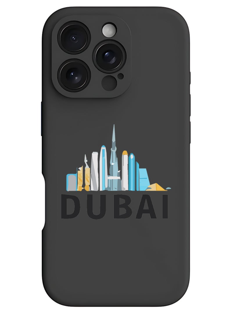 Theodor iPhone 16 Pro Max Black Protective Slim Fit Case Liquid Silicone Cover with Full Body Protection Anti-Scratch Shockproof Case For iPhone - Dubai Black - Image 1