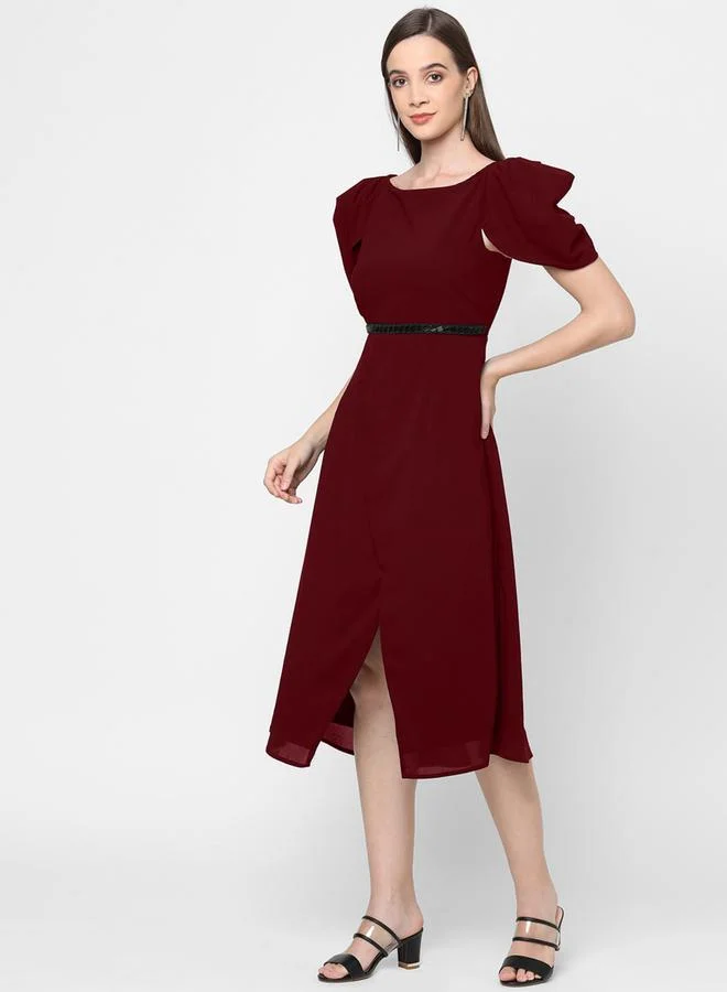 Mish Maroon Tulip Dress