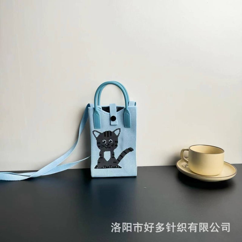 Advanced Sense Ins Mobile Phone Bag New Cartoon Knitted Bag Dopamine Niche All-Match Crossbody Shoulder Bag Handbag - Image 1