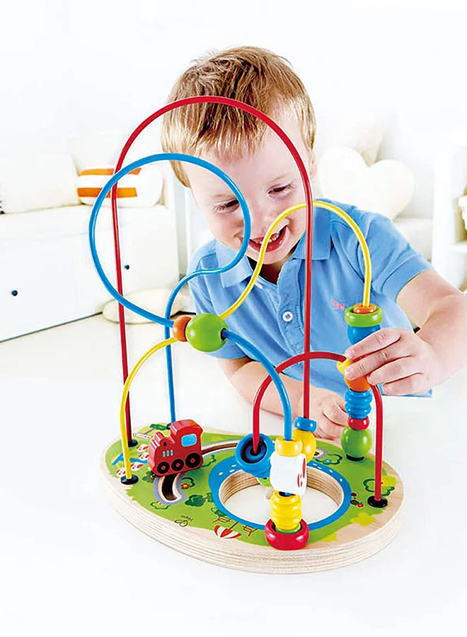 هيب Hape Playground Pizzaz Wooden Educational Bead Maze | Color Identification, Counting & Motor Skills Toy for Toddlers