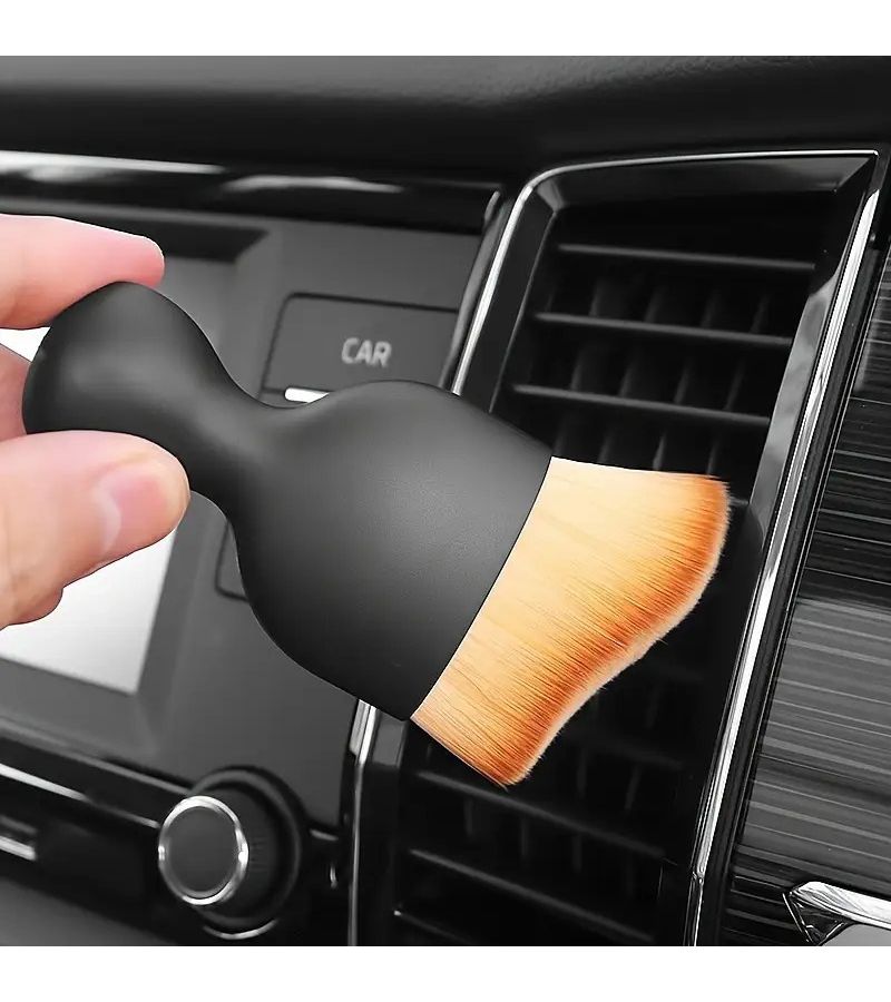 1 PC Black Car Interior Dust Remover With Ultra Soft Bristles Portable Cleaner Ergonomic Grip Durable Build For Easy Vehicle Maintenance - Image 1