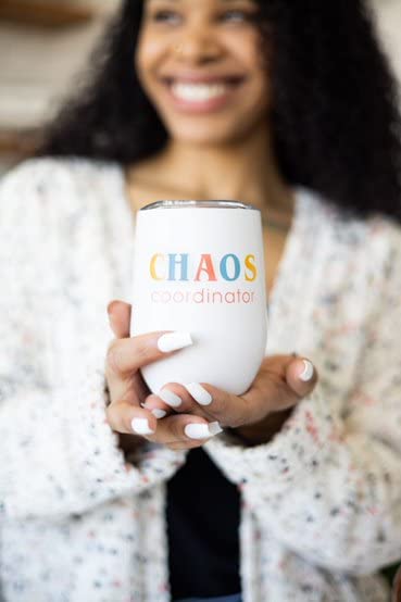 Pearhead Chaos Coordinator Stainless Steel Wine Tumbler with Press-In and Slide Locking Lid, Mother’s Day Stemless Wine Glass Tumbler Mug, New Mom Accessory, 12oz - Image 3