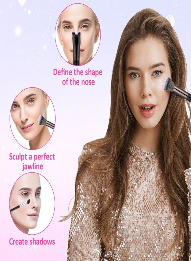 Gtziqa 4 Pcs Nose Contour Brush Set, 2-In-1 Dual-End U-Shaped Fluffy Brush Sculpting Defining Angled Brushes for Foundation, Cream, Powder, Blush Highlighting, Premium Synthetic Fiber Makeup Tools - Image 4
