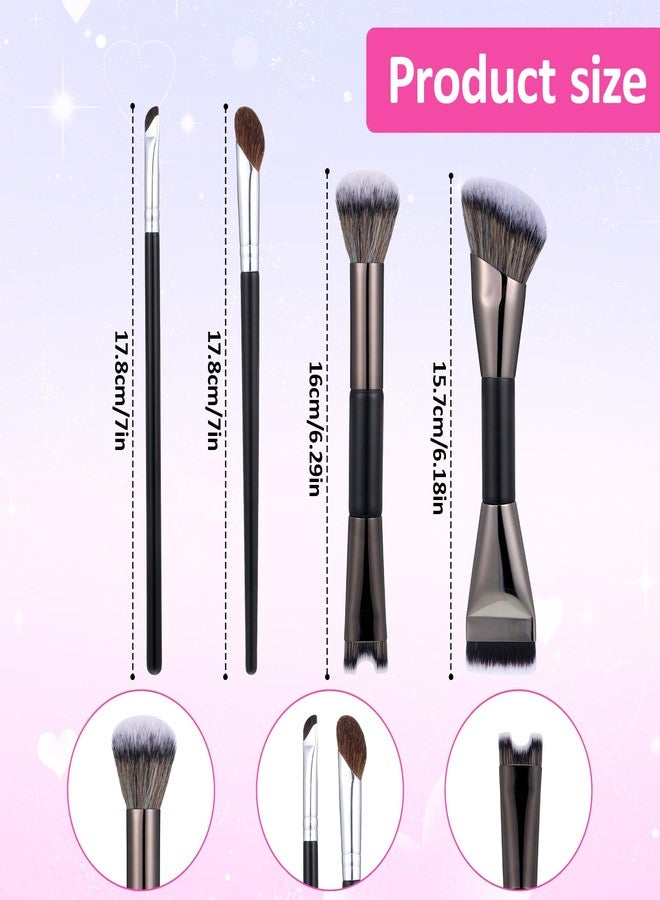Gtziqa 4 Pcs Nose Contour Brush Set, 2-In-1 Dual-End U-Shaped Fluffy Brush Sculpting Defining Angled Brushes for Foundation, Cream, Powder, Blush Highlighting, Premium Synthetic Fiber Makeup Tools - Image 3