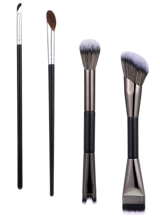 Gtziqa 4 Pcs Nose Contour Brush Set, 2-In-1 Dual-End U-Shaped Fluffy Brush Sculpting Defining Angled Brushes for Foundation, Cream, Powder, Blush Highlighting, Premium Synthetic Fiber Makeup Tools - Image 1