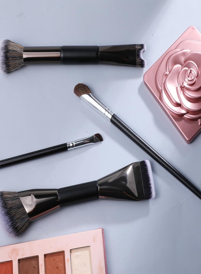 Gtziqa 4 Pcs Nose Contour Brush Set, 2-In-1 Dual-End U-Shaped Fluffy Brush Sculpting Defining Angled Brushes for Foundation, Cream, Powder, Blush Highlighting, Premium Synthetic Fiber Makeup Tools - Image 2