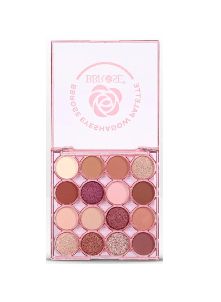 باليت ظلال عيون BBROSE بـ 16 لون – ألوان دافئة ولمسات جليتر لإطلالات ساحرة