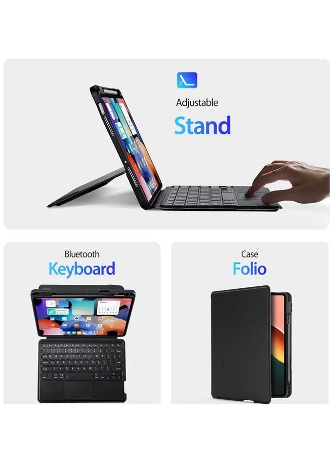 عام لـ Xiaomi Pad 6 / Pad 6 Pro غطاء للكمبيوتر اللوحي مع لوحة مفاتيح بلوتوث قابلة للفصل من الجلد الصناعي المغناطيسي 3 في 1، متوافق مع Xiaomi Pad 5 / Pad 5 Pro. - Image 3