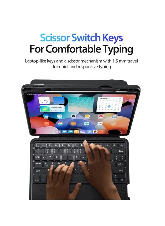 عام لـ Xiaomi Pad 6 / Pad 6 Pro غطاء للكمبيوتر اللوحي مع لوحة مفاتيح بلوتوث قابلة للفصل من الجلد الصناعي المغناطيسي 3 في 1، متوافق مع Xiaomi Pad 5 / Pad 5 Pro. - Image 4