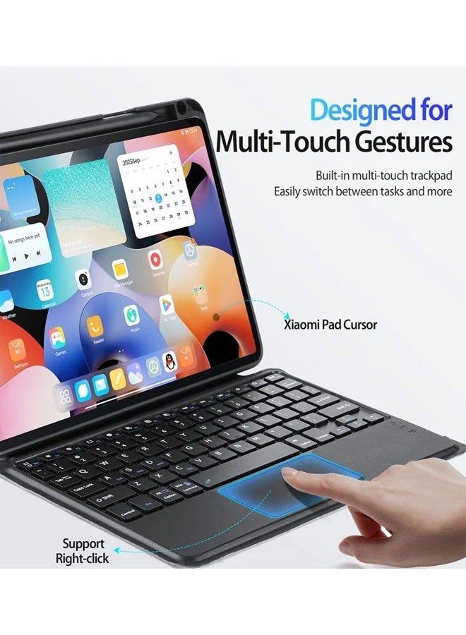 عام لـ Xiaomi Pad 6 / Pad 6 Pro غطاء للكمبيوتر اللوحي مع لوحة مفاتيح بلوتوث قابلة للفصل من الجلد الصناعي المغناطيسي 3 في 1، متوافق مع Xiaomi Pad 5 / Pad 5 Pro. - Image 5