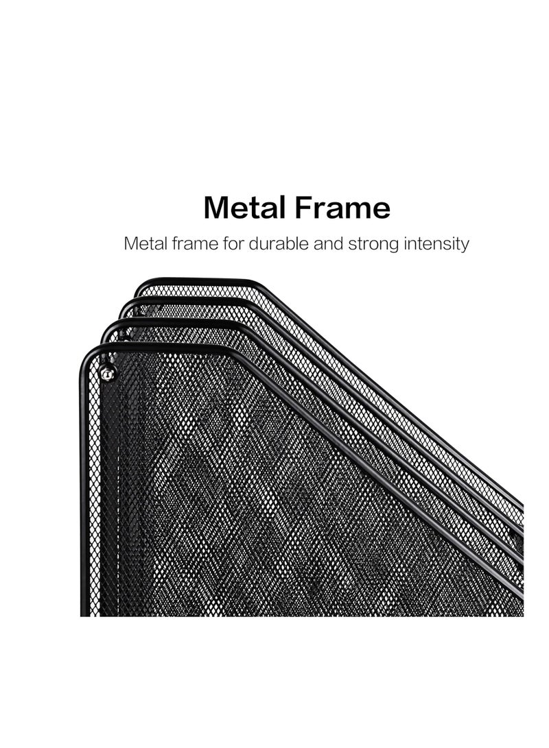 Terabyte حامل ملفات مجلات شبكي، منظم مكتب لحفظ الملفات، رف مستندات لتنظيم وتخزين المكتب، 3 أقسام عمودية، أسود - Image 4