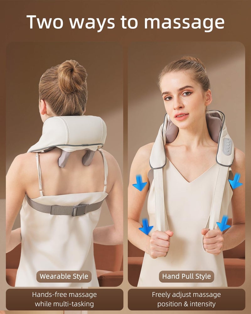 PERLEVI Shiatsu Neck and Shoulder Massager-Beige - Image 5