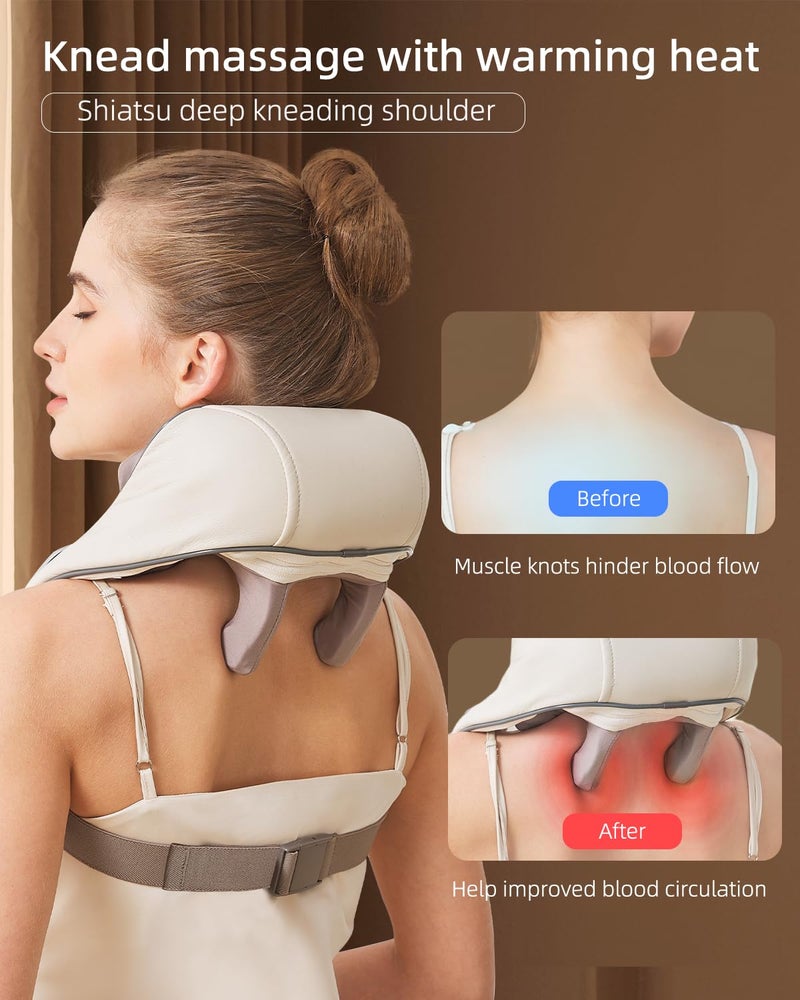PERLEVI Shiatsu Neck and Shoulder Massager-Beige - Image 4