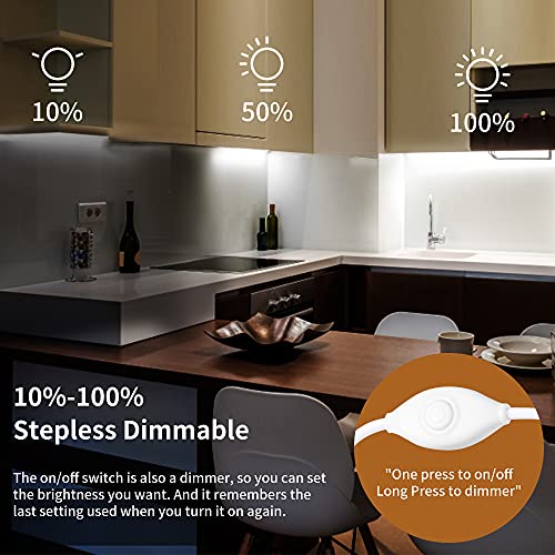 JUSJUBR Plug-in Under Cabinet Lighting, 2pcs 12 Inch Dimmable Closet Light, Cold White 6000K Linkable USB LED Light Bar, Memory Function, Under Counter Lights for Kitchen, Desk, Workspace - Image 3