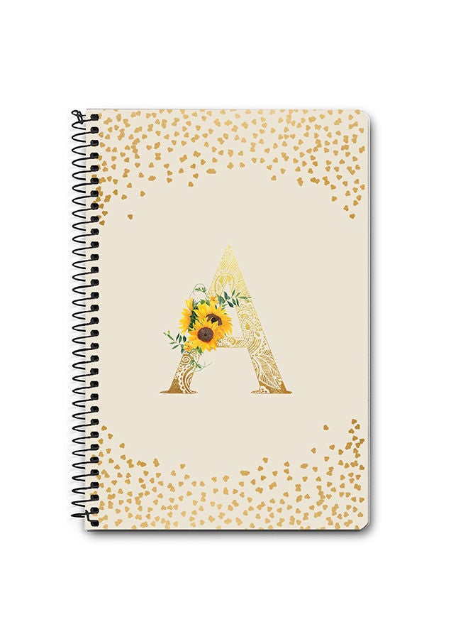 Stylizedd Designer A5 Spiral Notebook Memo Notepad Journal - Custom Monogram Initial Letter Mandala Floral Pattern Alphabet - A - Cream - Image 1