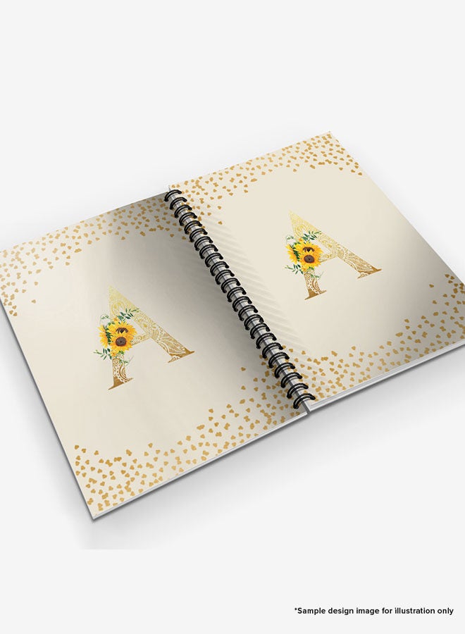 Stylizedd Designer A5 Spiral Notebook Memo Notepad Journal - Custom Monogram Initial Letter Mandala Floral Pattern Alphabet - A - Cream - Image 4