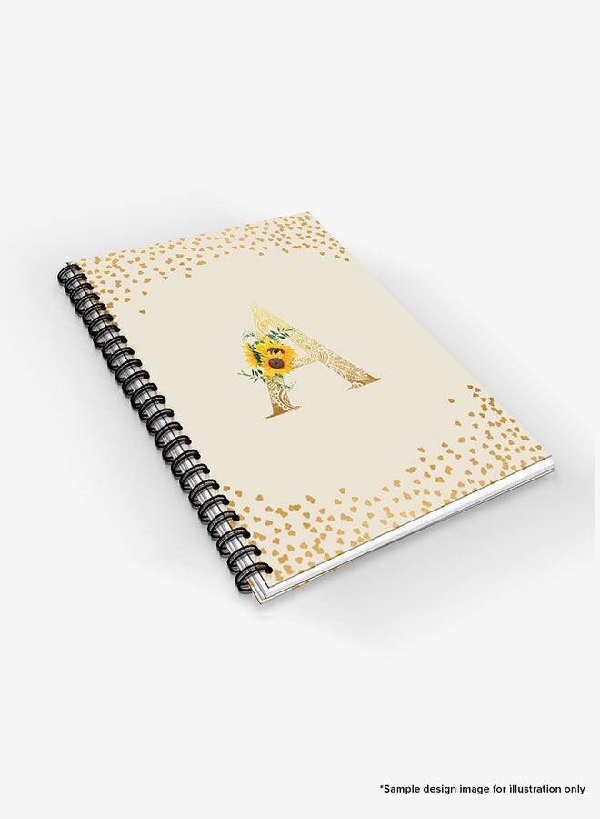 Stylizedd Designer A5 Spiral Notebook Memo Notepad Journal - Custom Monogram Initial Letter Mandala Floral Pattern Alphabet - A - Cream - Image 3