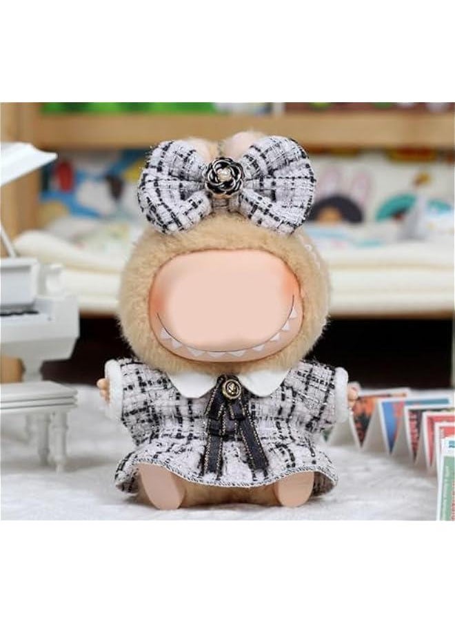 Arabest 17cm Doll Clothes for labubu Dolls, Min Clothing Outfit Sets for 6.7inch Standing Sitting Dolls, Luxury Black Bow(No Doll) (Light Purple Skirt)  - Image 3