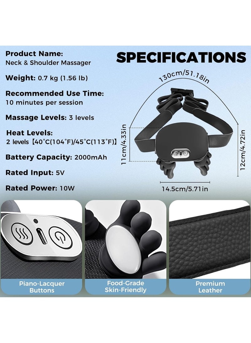 JIHAM Electric Shoulder and Neck Massager Deep Tissue Kneading Massager With Soothing Heat Function Ergonomic Design Food Grade Silicone Portable Compact Long Battery Life For Home Office Pain Relief - Image 5