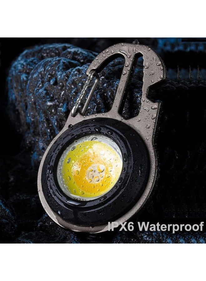 LED Small Flashlight,Multifunctional Mini Work Light,1000Lumens Bright Rechargeable COB Keychain Flashlights,6 Light Mode Portable Pocket Light with Screwdriver Bottle Opener for Outoor Hiking Fishing - Image 1