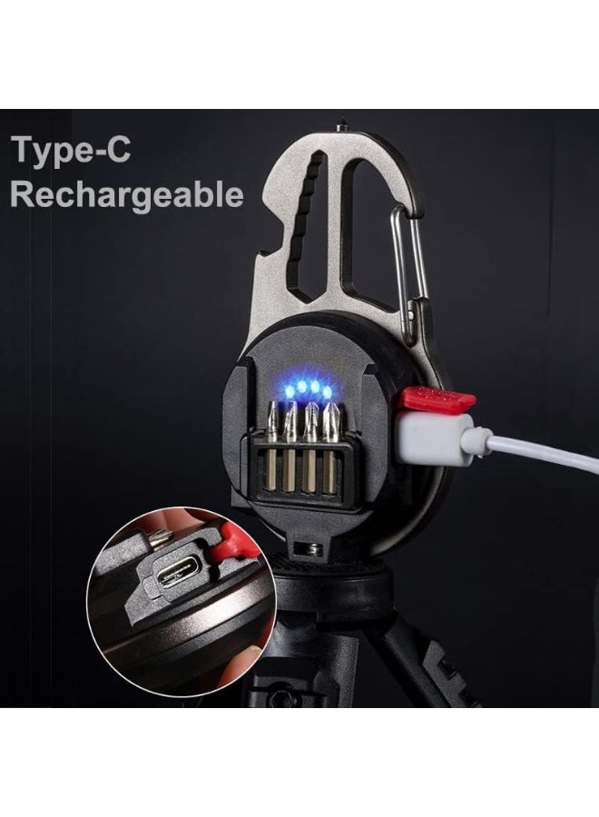 LED Small Flashlight,Multifunctional Mini Work Light,1000Lumens Bright Rechargeable COB Keychain Flashlights,6 Light Mode Portable Pocket Light with Screwdriver Bottle Opener for Outoor Hiking Fishing - Image 4