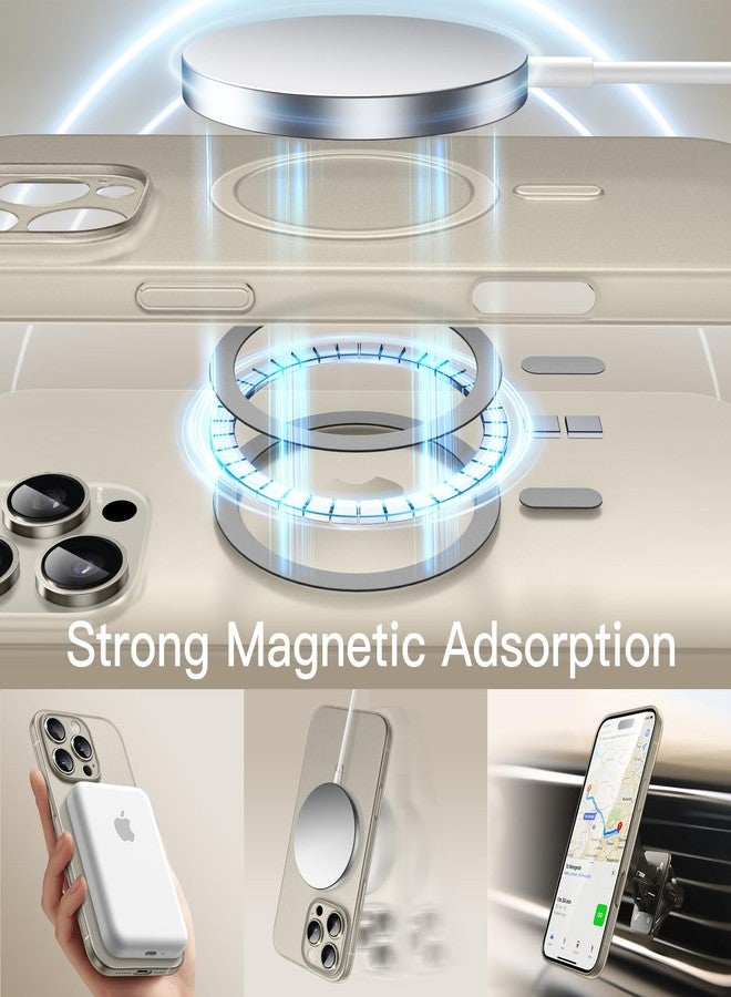 جي تيك جراب JETech المغناطيسي فائق النحافة لهاتف iPhone 16 Pro Max مقاس 6.9 بوصة، متوافق مع MagSafe، يوفر حماية كاملة لعدسة الكاميرا، غطاء صلب خفيف الوزن من مادة البولي بروبيلين غير اللامعة بتصميم بسيط (لون التيتانيوم الطبيعي). - Image 4
