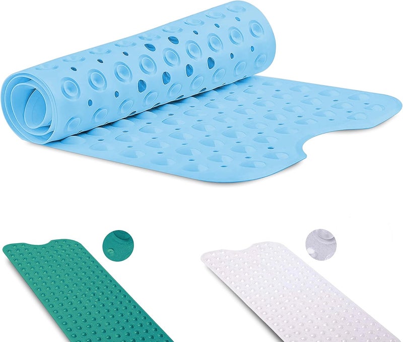 GVTECH Non-Slip Bath Mat with Suction Cups, GVTECH 100x40cm/40x16in Extra Long Bathtub Mats | Anti-Mould, Machine-Washable, Latex-Free | Shower Mat Ideal for Elderly & Children (Blue) - Image 1