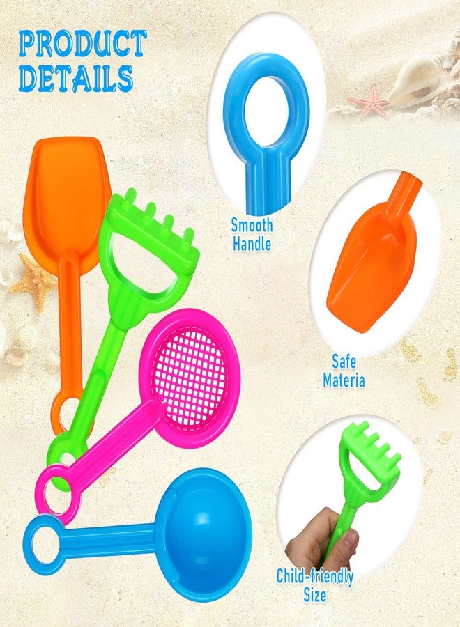 Threan 40 Pcs 5.5 Inch Mini Beach Sand Shovels Colorful Plastic Rake Sand Shovel Sifter Beach Toys for Teens Boys Girls Party Backyard Garden Shoveling Sand and Snow, 4 Styles - Image 4