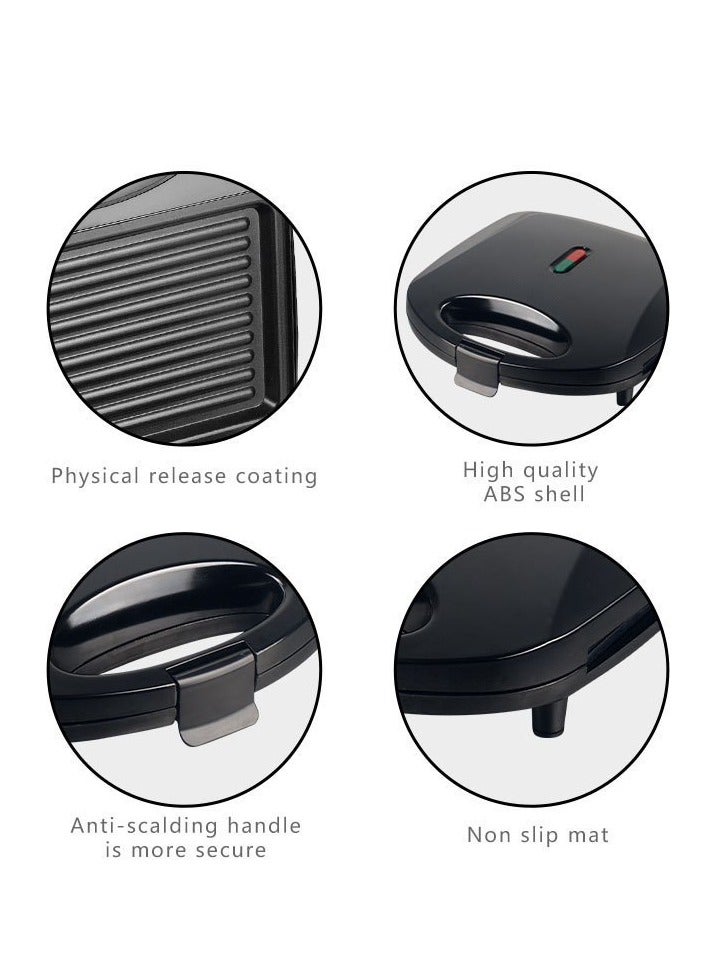 سوكاني سخان ساندويتش وشواية كهربائي بقوة 800 واط مع طلاء غير لاصق، سخان ساندويتش كهربائي شريحتين بسطح غير لاصق، صانعة ساندويتش بانيني مع نظام القفل اليدوي - Image 3