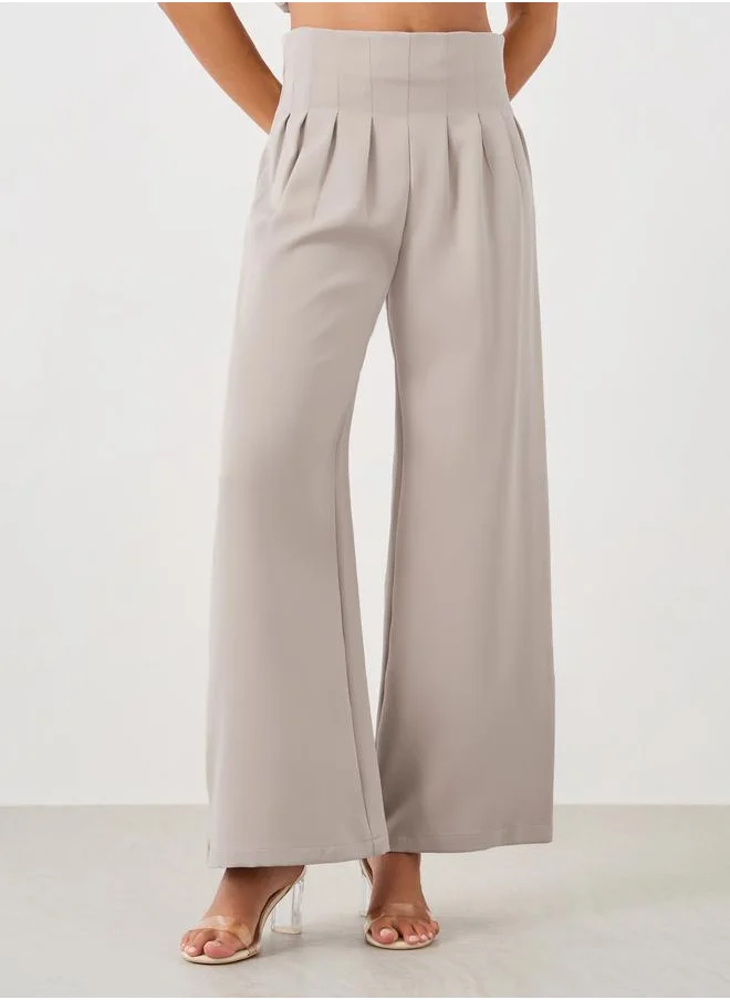 ستايلي Styli High Rise Pleated Wide Leg Pants