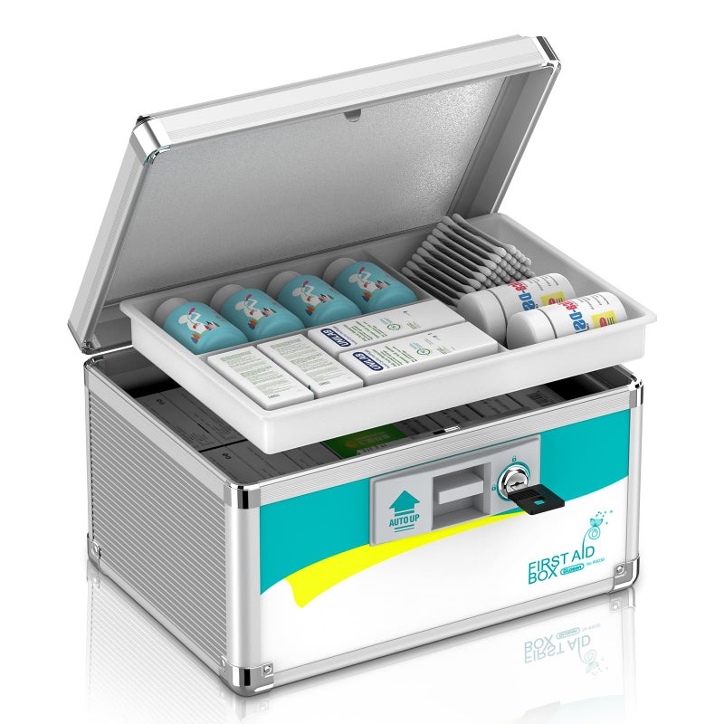 Glosen Medicine Lock Box medication lock boxlocking medicine box Security Lock BoxesSmall 10x67x67 InchFirst Aid KeyLock Box for Medication