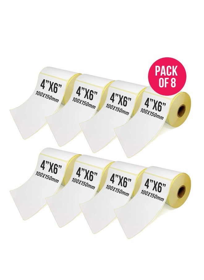 [8 Rolls, 4000 Labels] Direct Thermal Barcode Label Stickers 4"X6",100mmX150mm, 4000 Labels Compatible with Zebra and Most of Thermal Printers, 500 Labels x Pack of 8 