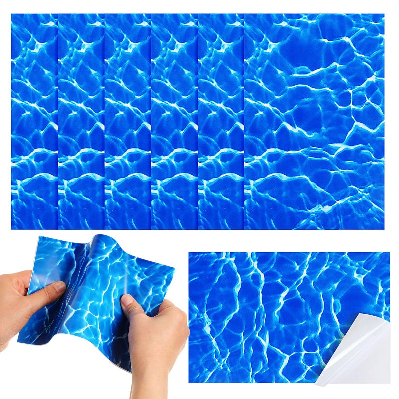 Yexiya 6 Pcs PVC Pool Repair Patches 845x551 Inch HeavyDuty Vinyl Adhesive Patch Kit for Above Ground Pools Air Mattress Inflatable Boats TentsRippleDark Blue - Image 2