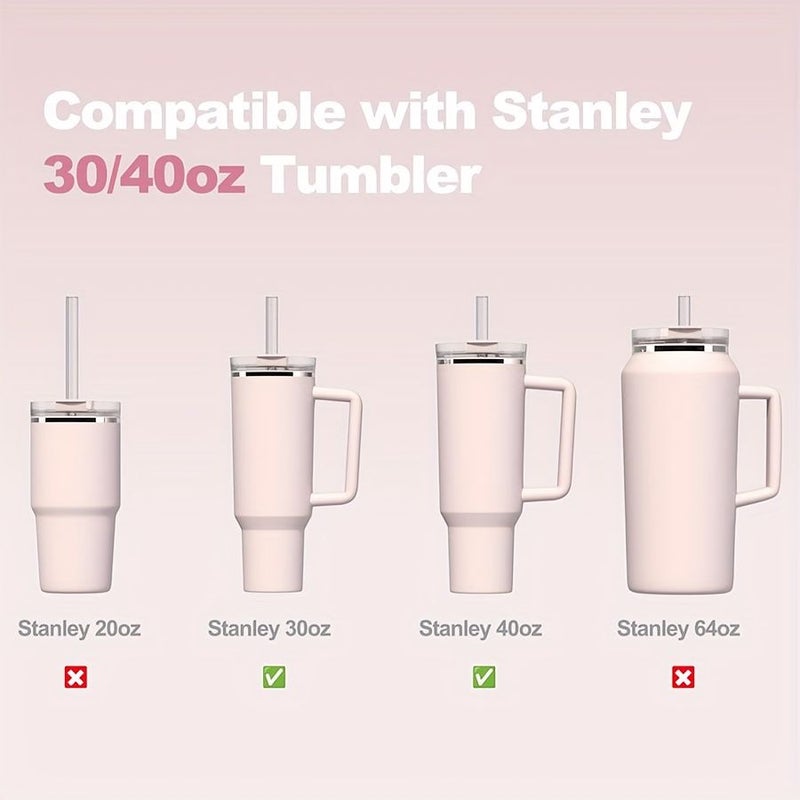 Heart Shaped Reusable Plastic Straws 4 Pack with Cleaning Brush for 40oz 30oz Tumblers Transparent - Image 4