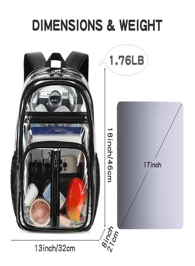 Cusangel Clear TPU XL Backpack,18" See Through Heavy Duty Bookbag,18 x8 x13inch X-Large Capacity Stadiums, warehouses, school and other security check locations(Black) - Image 4