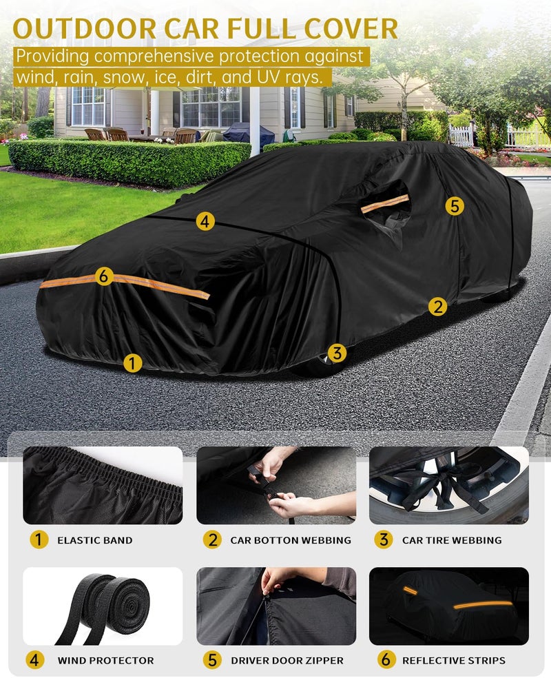 INSAUTO Car Cover Waterproof All Weather Custom Fit for Ford Mustang 1994-2025, 420D Oxford Full Outdoor Automtive Heavy Duty Covers Windproof Snowproof Dustproof UV Hail Protection Accessories - Image 3