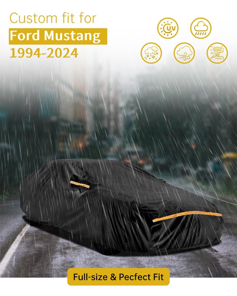 INSAUTO Car Cover Waterproof All Weather Custom Fit for Ford Mustang 1994-2025, 420D Oxford Full Outdoor Automtive Heavy Duty Covers Windproof Snowproof Dustproof UV Hail Protection Accessories - Image 2