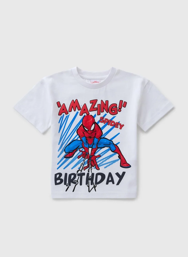 Matalan Spiderman White Birthday T-Shirt